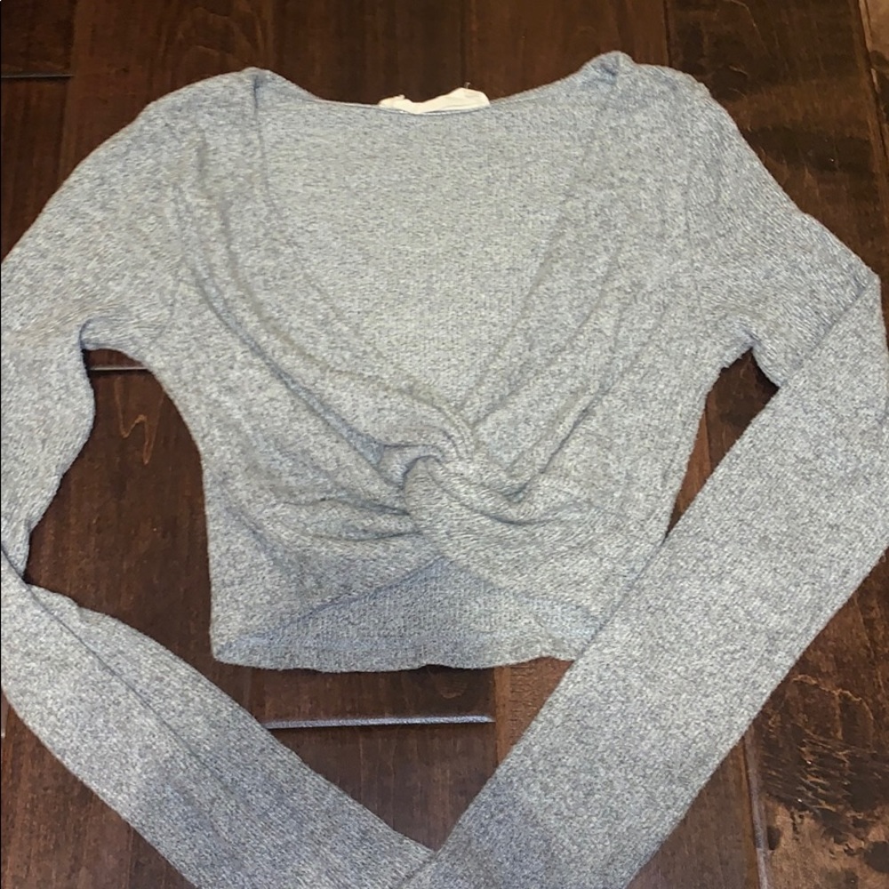 Heather Grey Knot Long Sleeve Sweater